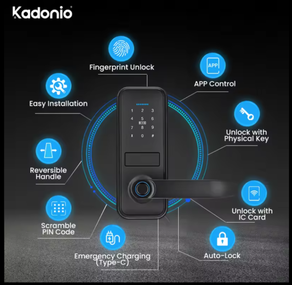 Kadonio Card Euro Profile Cylinder Mortise Door Dead Lock Digital Code Electronic Smart Door Lock With Keys - Image 3