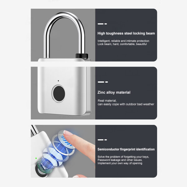 Kadonio Waterproof Portable Lock Magnetic Cabinet Electric Lock Biometric Fingerprint Padlock For Door - Image 8