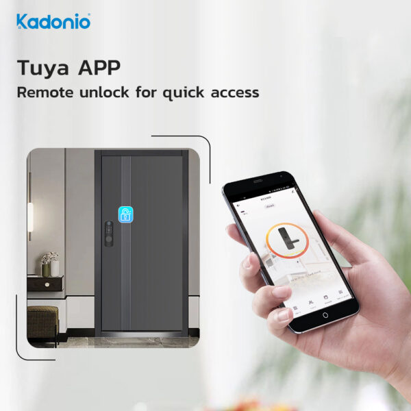 Kadonio Electronic Tuya WiFi APP Remote Control Digital Double Keypad Fingerprint Rim Smart Gate Lock For Door - Image 4